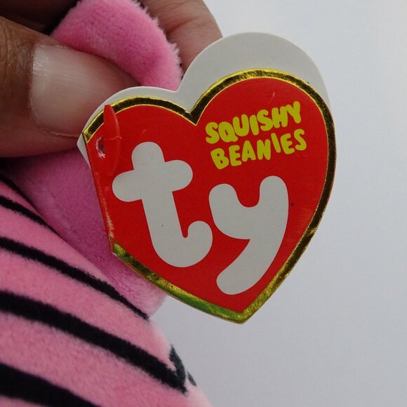 Ty Squishy Beanies Zoey Zebra Pink Black Plush Stuffed Animal 2022 Collectible - Picture 4 of 10